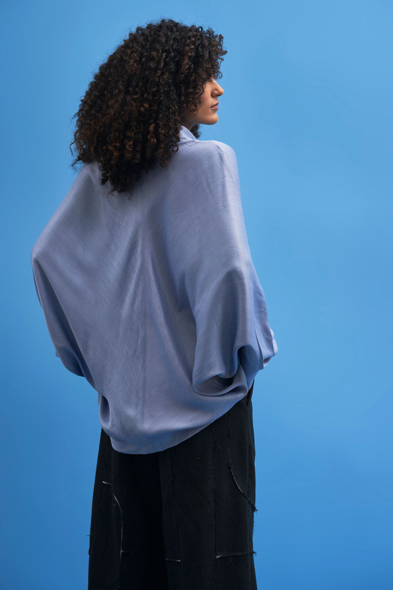 Steel Blue Batwing Shirt - siddhantagrawal