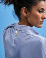 Steel Blue Batwing Shirt - siddhantagrawal