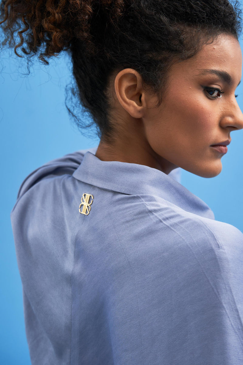 Steel Blue Batwing Shirt - siddhantagrawal