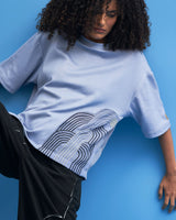 Steel Blue Chrysler Hand-Embroidered T-Shirt - siddhantagrawal
