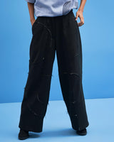 Black Shoji all-over Patchwork Trousers - siddhantagrawal