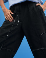Black Shoji all-over Patchwork Trousers - siddhantagrawal