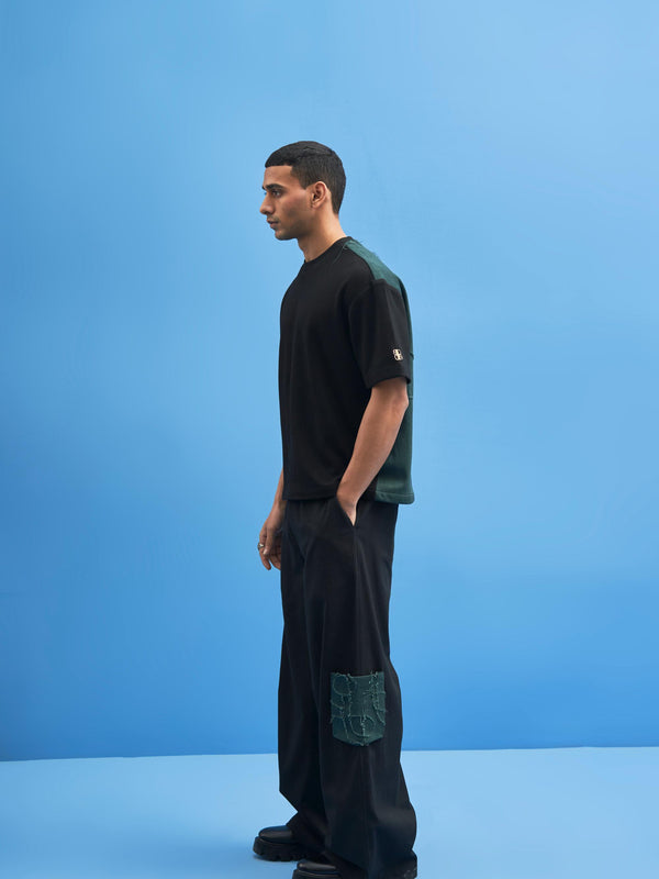 Black Shoji Patchwork Trousers