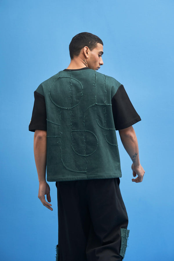 Black Shoji Patch Work T-Shirt - siddhantagrawal