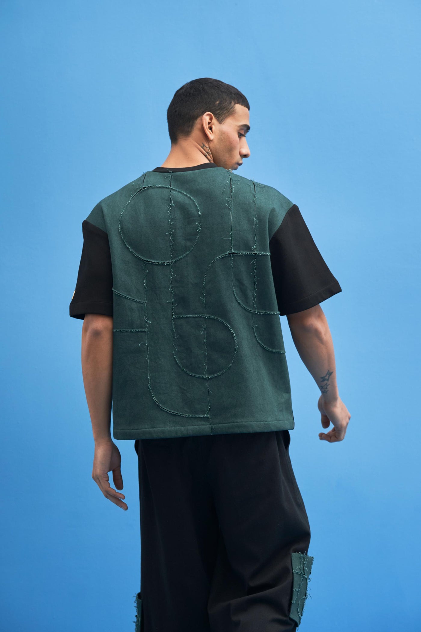Black Shoji Patch Work T-Shirt - siddhantagrawal