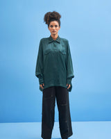 Green Crane-Collared Shirt - siddhantagrawal