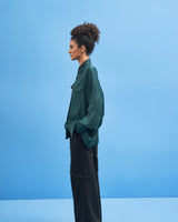Green Crane-Collared Shirt - siddhantagrawal