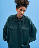 Green Crane-Collared Shirt - siddhantagrawal