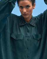 Green Crane-Collared Shirt - siddhantagrawal