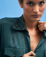 Green Crane-Collared Shirt - siddhantagrawal