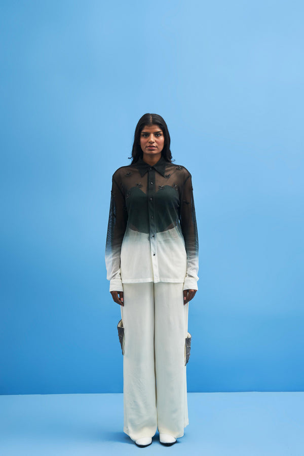 Ombré Crane Mesh Shirt - siddhantagrawal