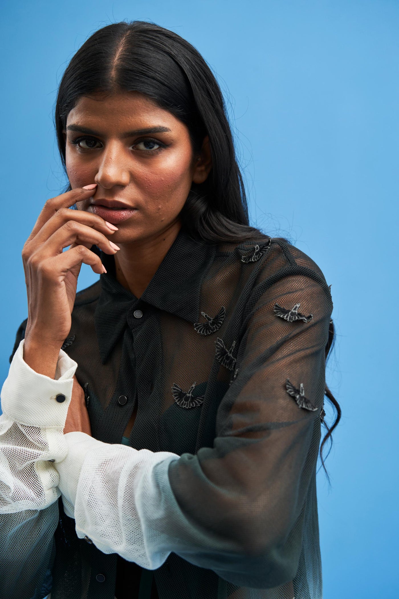 Ombré Crane Mesh Shirt - siddhantagrawal
