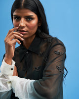 Ombré Crane Mesh Shirt - siddhantagrawal