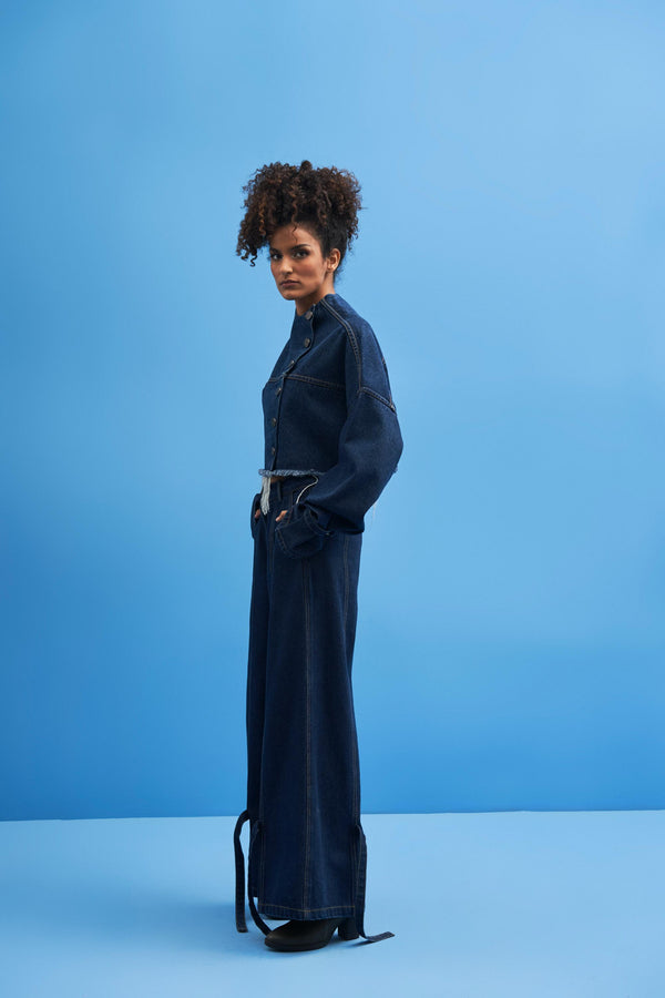 Denim Tie-Up Trousers - siddhantagrawal