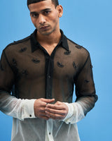 Ombré Crane Mesh Shirt - siddhantagrawal