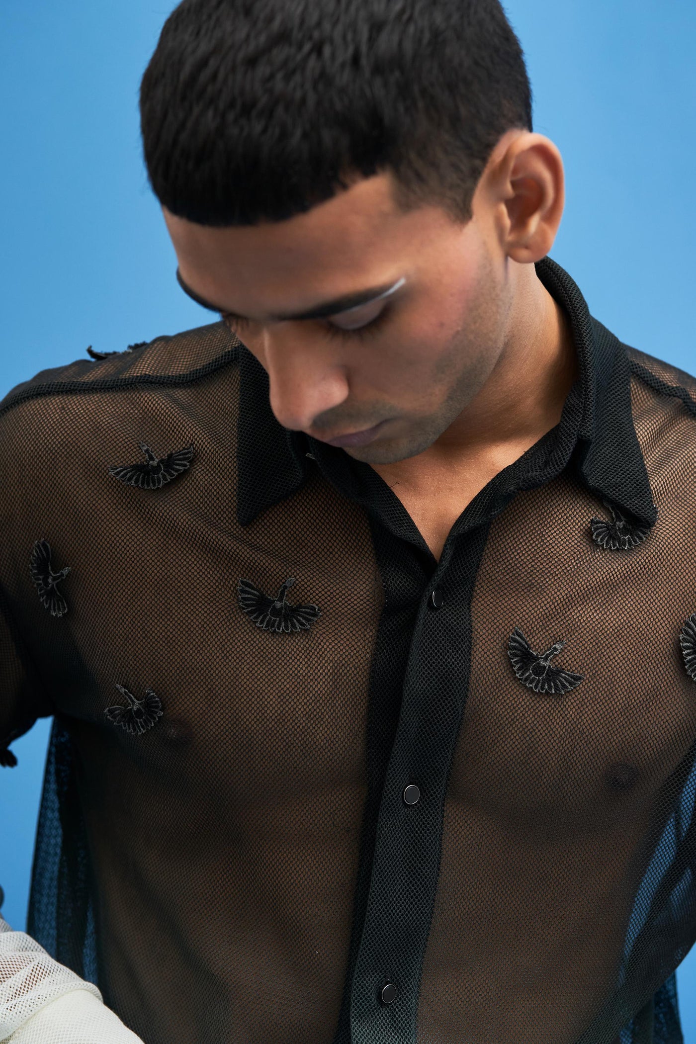 Ombré Crane Mesh Shirt - siddhantagrawal