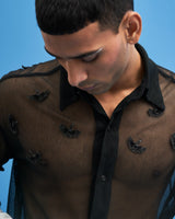 Ombré Crane Mesh Shirt - siddhantagrawal
